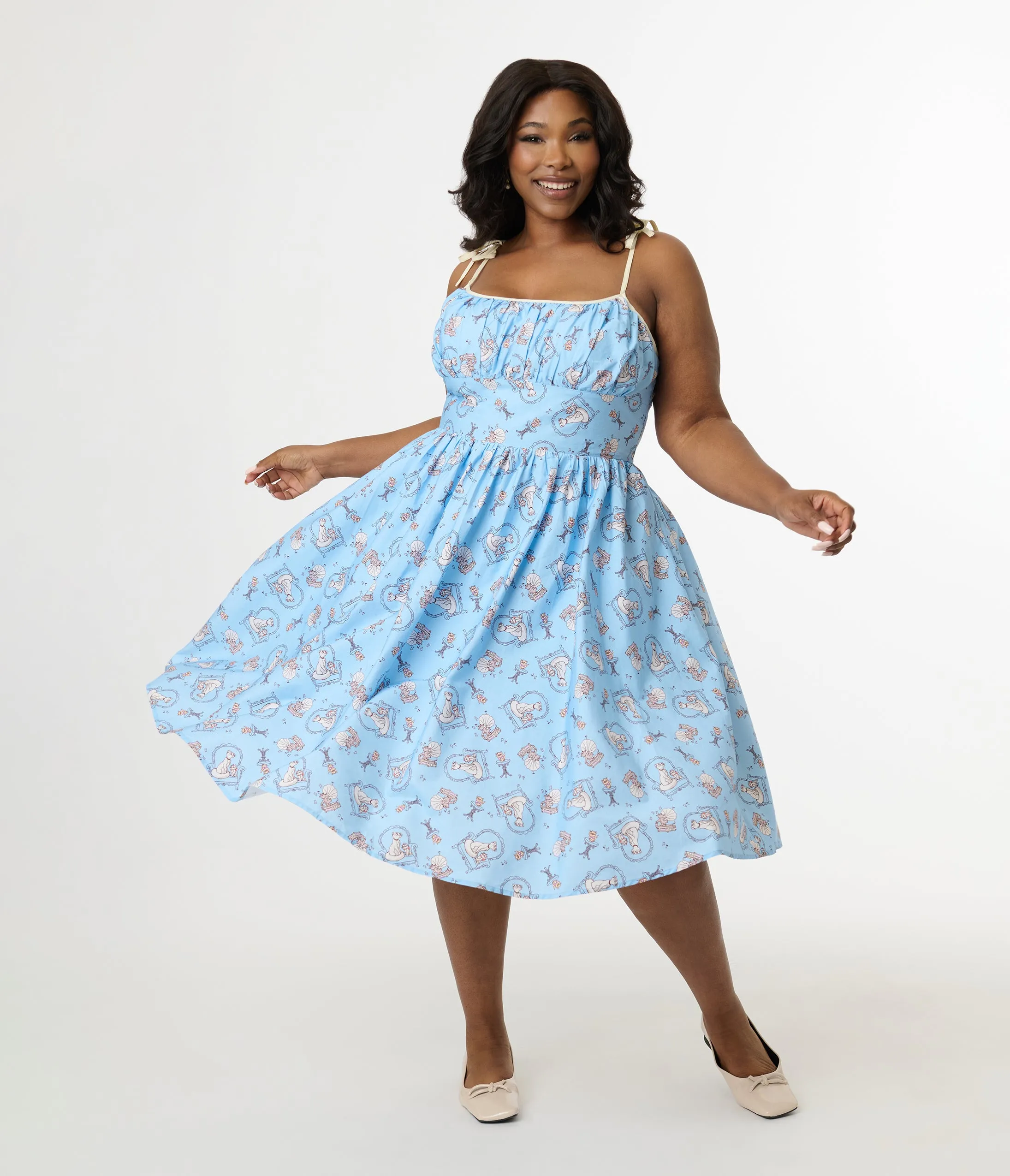 Disney Cats & Dogs Collection by Unique Vintage Plus Size Blue Aristocats Print Cotton Swing Dress sold by Unique Vintage product image thumbnail 4