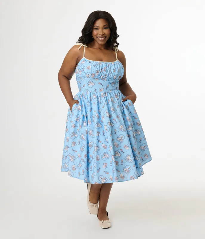 Disney Cats & Dogs Collection by Unique Vintage Plus Size Blue Aristocats Print Cotton Swing Dress sold by Unique Vintage