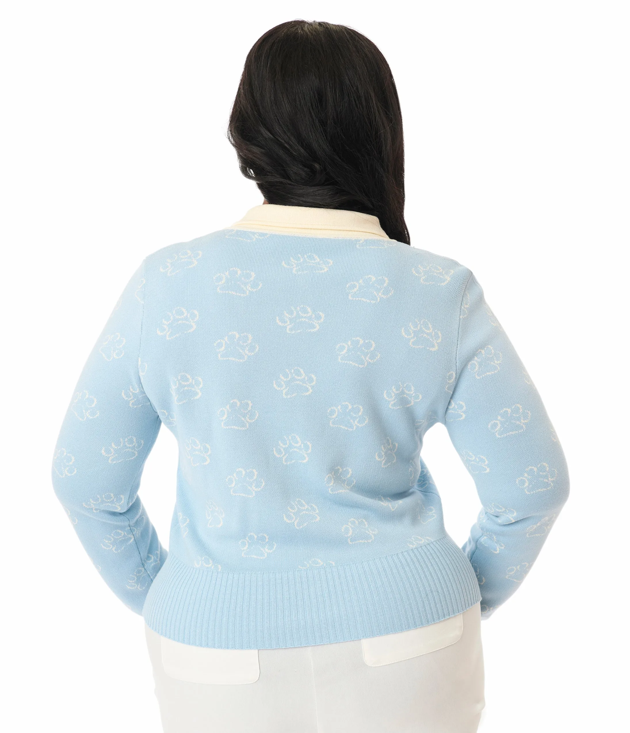 Disney Cats & Dogs Collection by Unique Vintage Plus Size Blue & Cream Paw Print Cardigan sold by Unique Vintage product image thumbnail 3