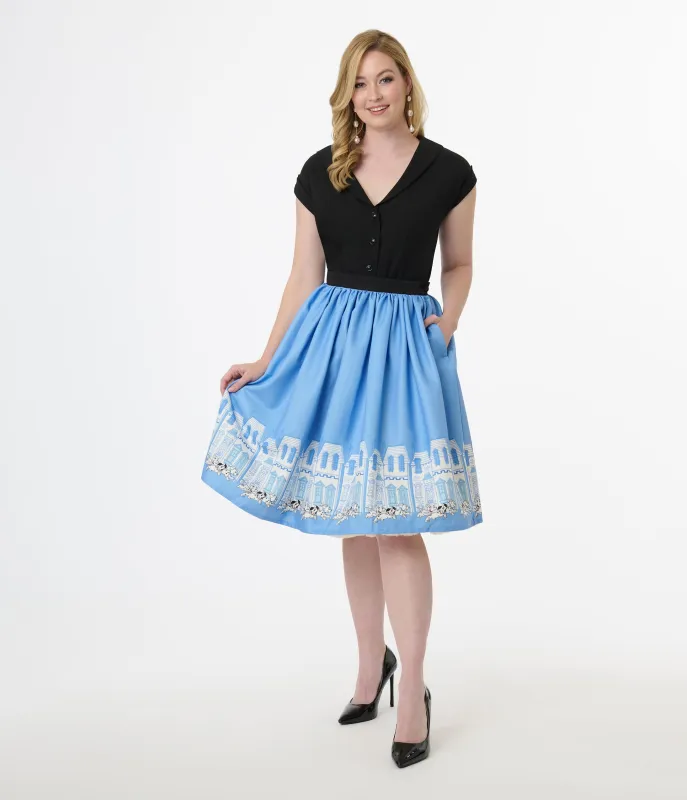 Disney Cats & Dogs Collection by Unique Vintage Blue Dalmatians Border Swing Skirt sold by Unique Vintage