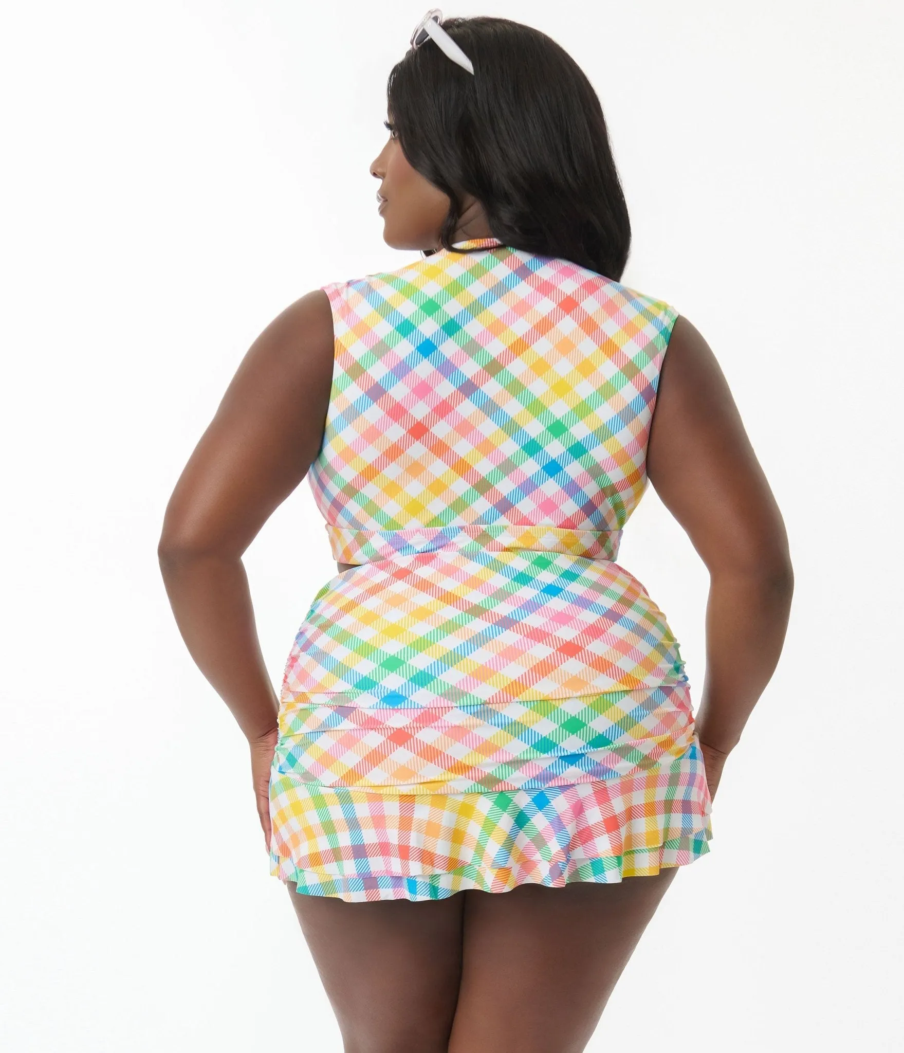 Unique Vintage Plus Size Rainbow Gingham Ruched Alice Swim Skirt sold by Unique Vintage product image thumbnail 3