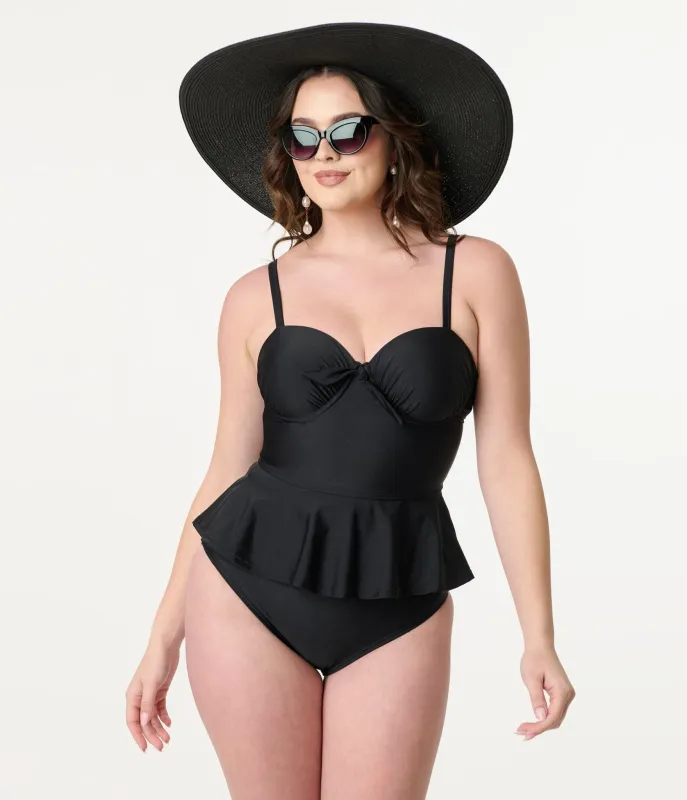 Unique Vintage Black Solana Tankini Swim Top sold by Unique Vintage