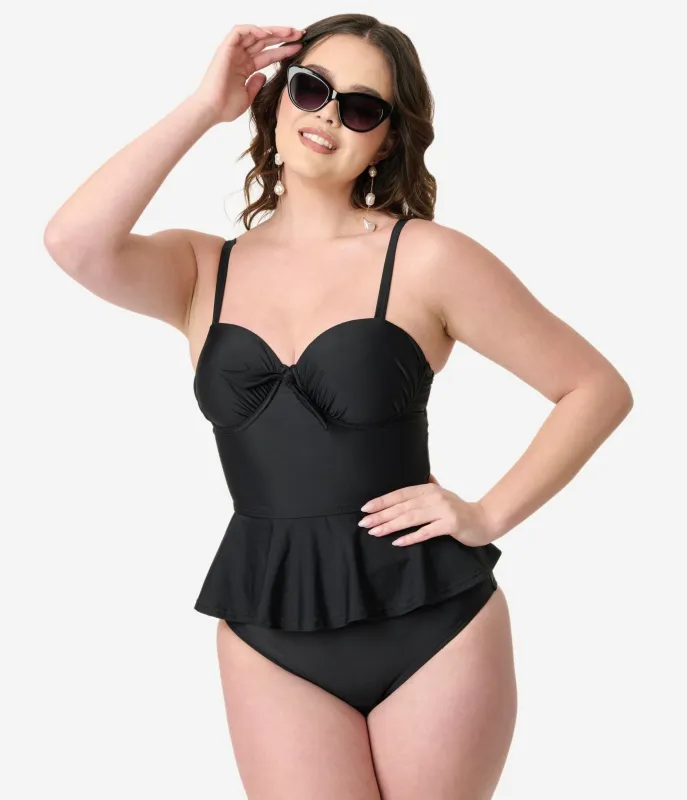 Unique Vintage Black Daphne Swim Bottom sold by Unique Vintage