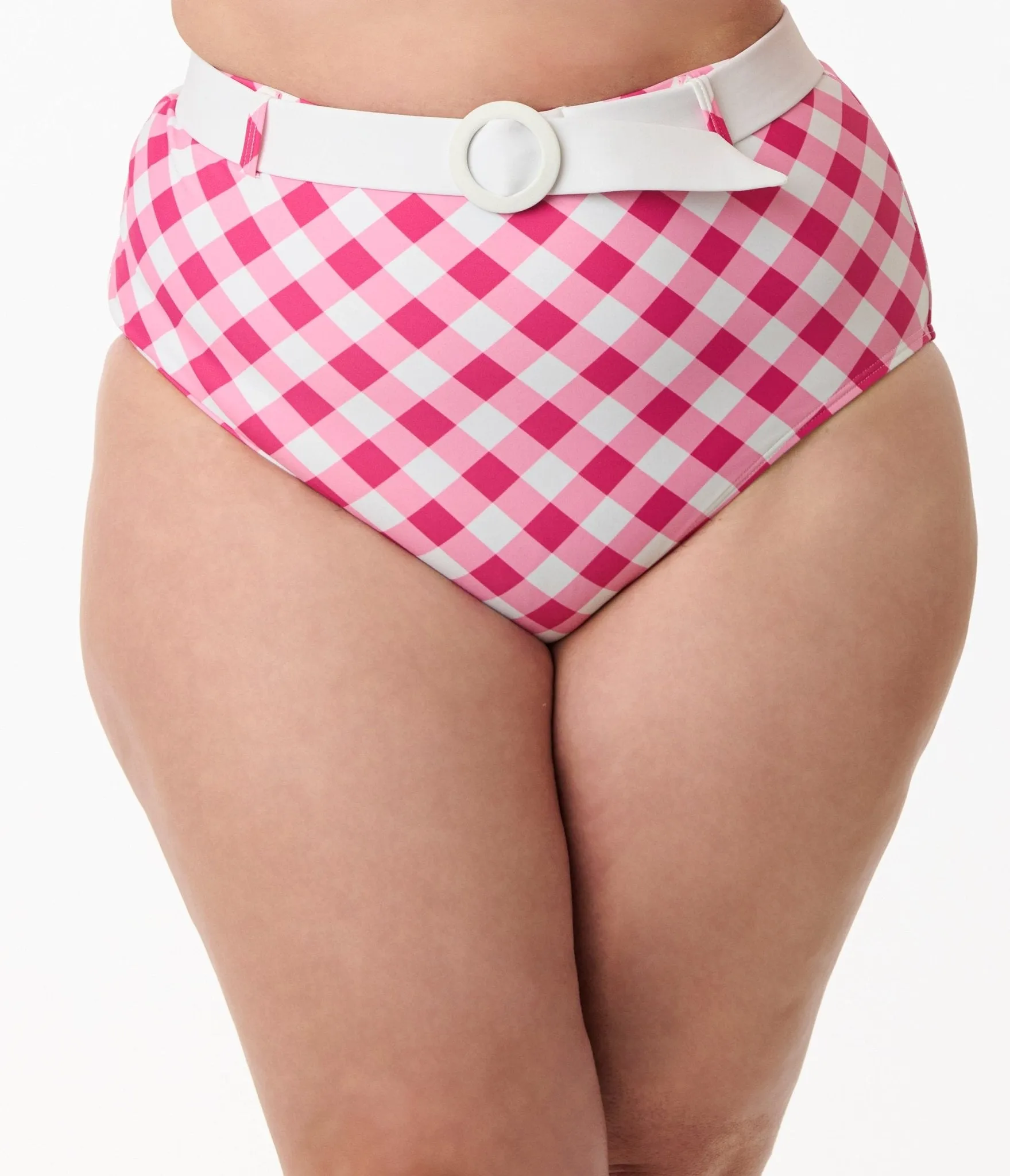 Unique Vintage Plus Size Pink & White Gingham Belted Redondo Swim Bottoms sold by Unique Vintage product image thumbnail 2
