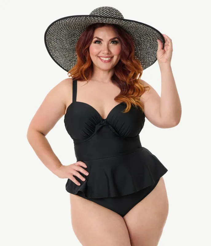 Unique Vintage Plus Size Black Solana Tankini Swim Top sold by Unique Vintage