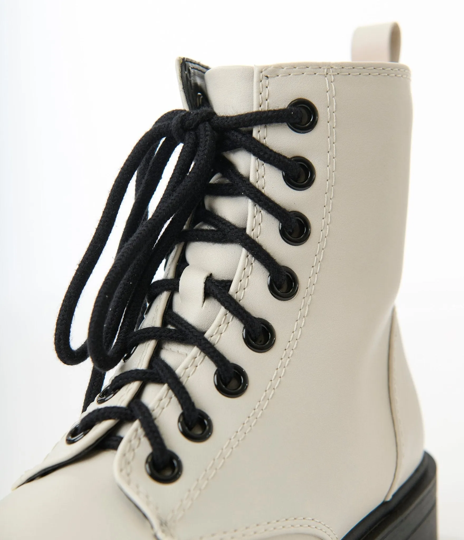 White & Black Leatherette Lace Up Boots sold by Unique Vintage product image thumbnail 3