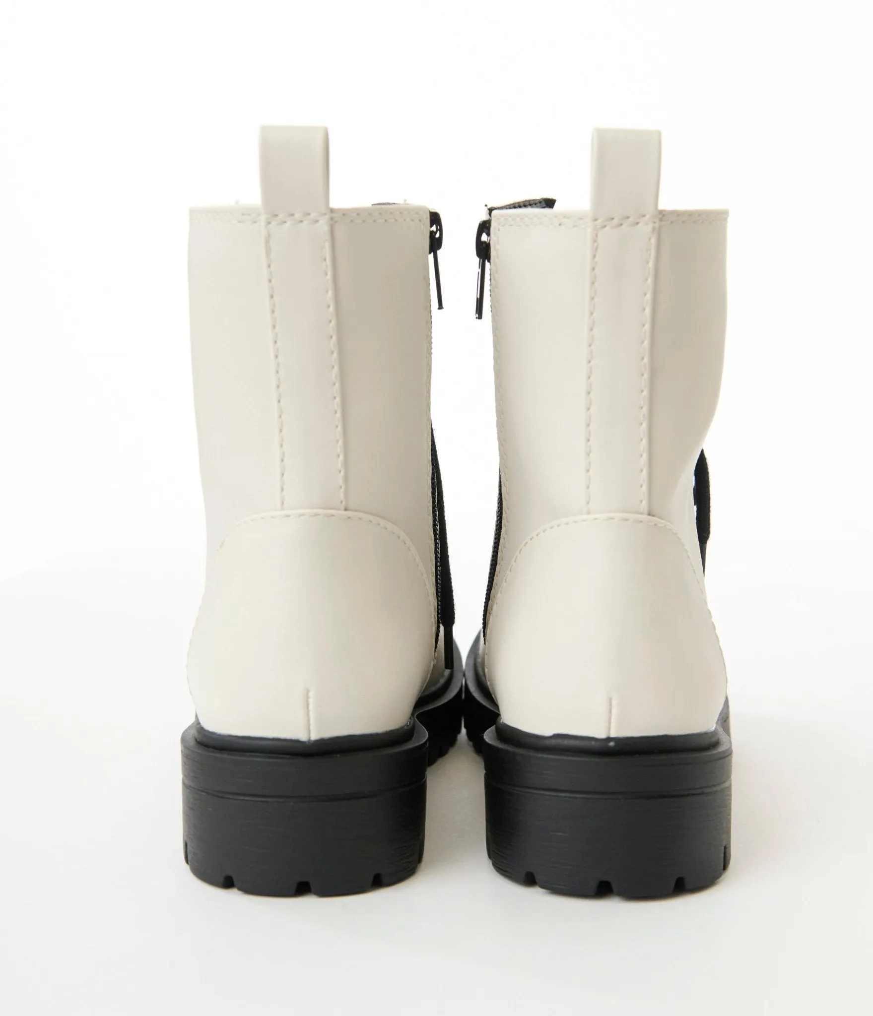 White & Black Leatherette Lace Up Boots sold by Unique Vintage product image thumbnail 4