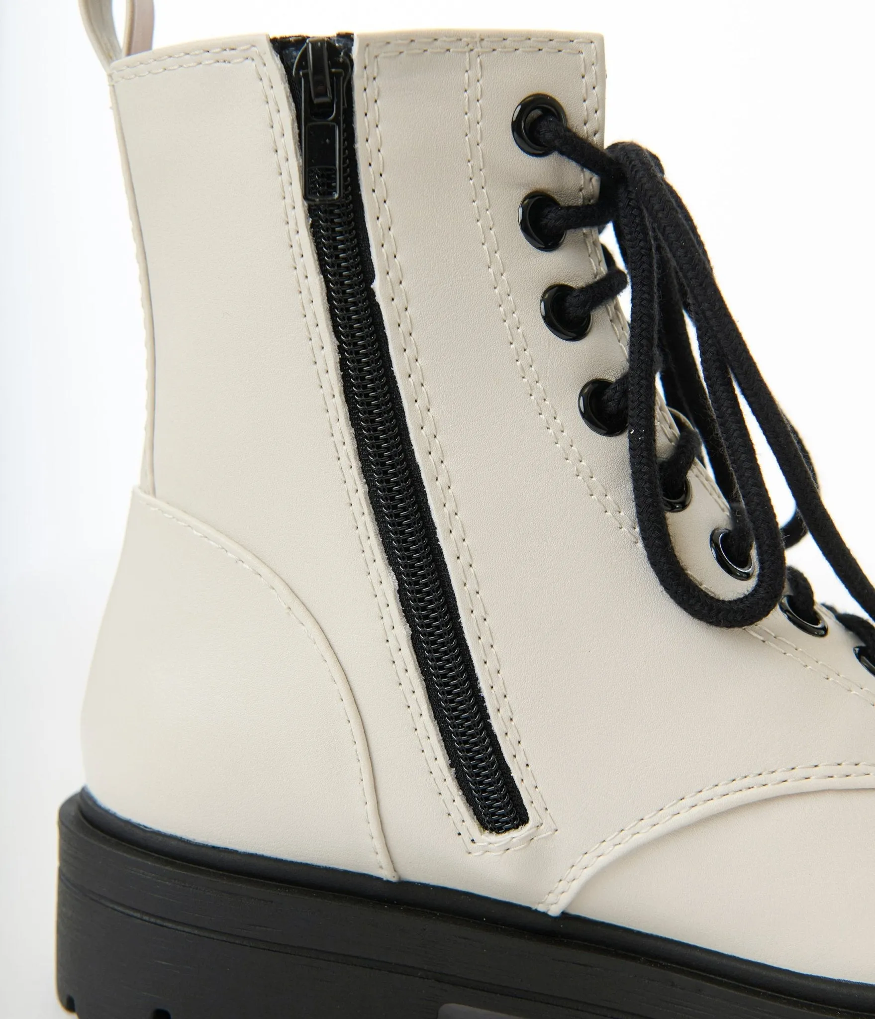 White & Black Leatherette Lace Up Boots sold by Unique Vintage product image thumbnail 2