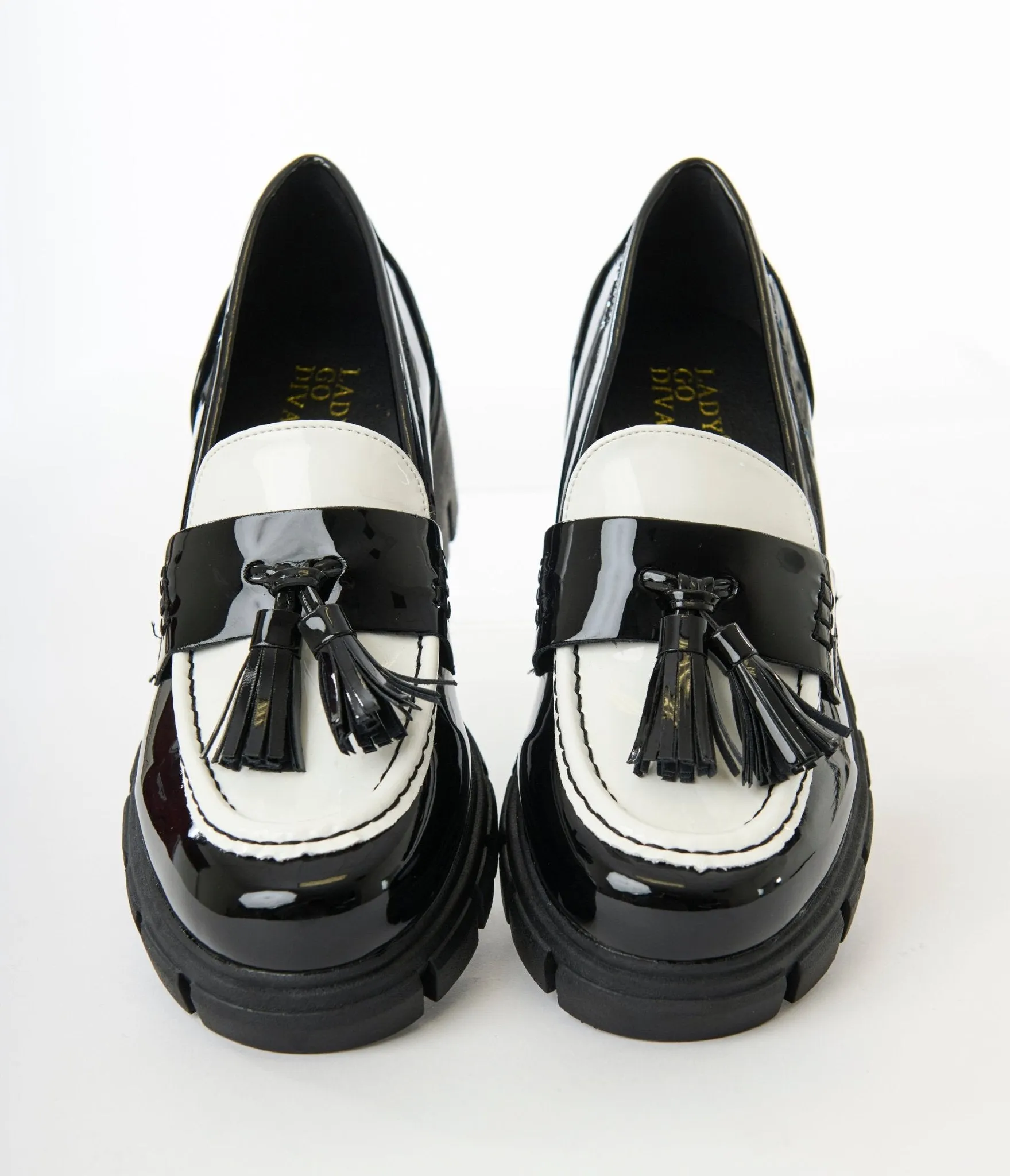 Black & White Patent Leatherette Oxford Shoes sold by Unique Vintage product image thumbnail 3