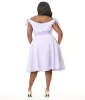 Unique Vintage Plus Size Lavender & White Gingham Off The Shoulder Swing Dress sold by Unique Vintage