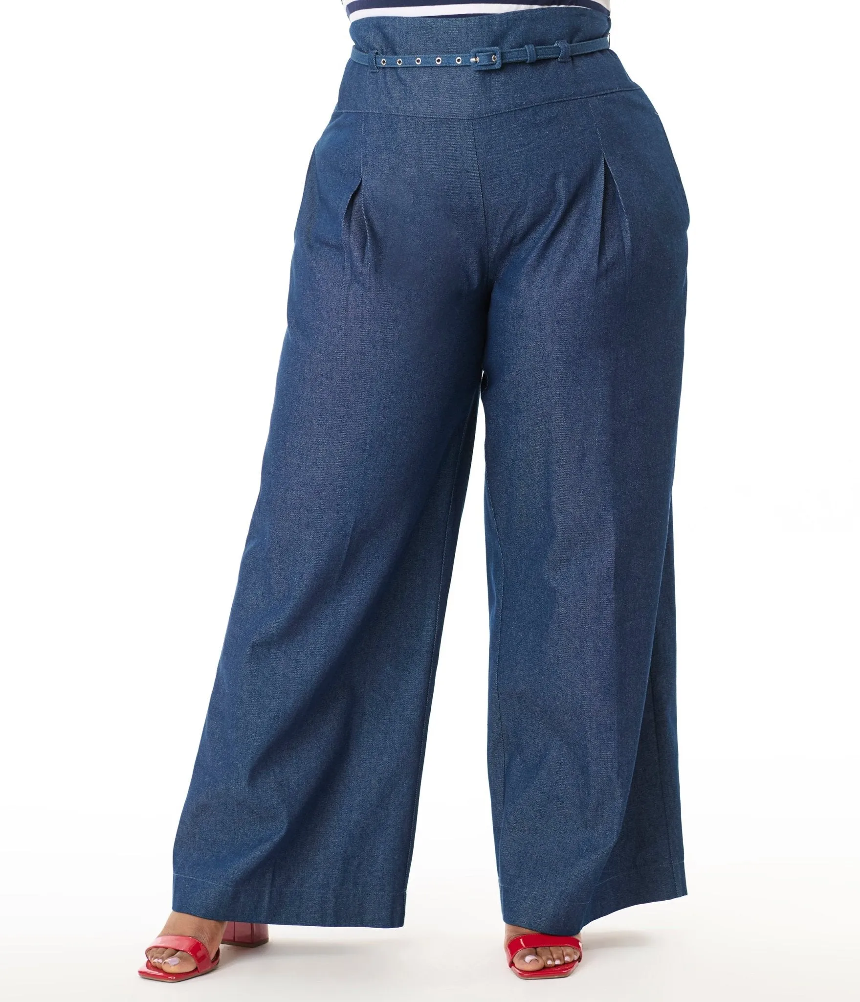 Unique Vintage Plus Size Denim Wide Leg Pleated Pants sold by Unique Vintage product image thumbnail 2