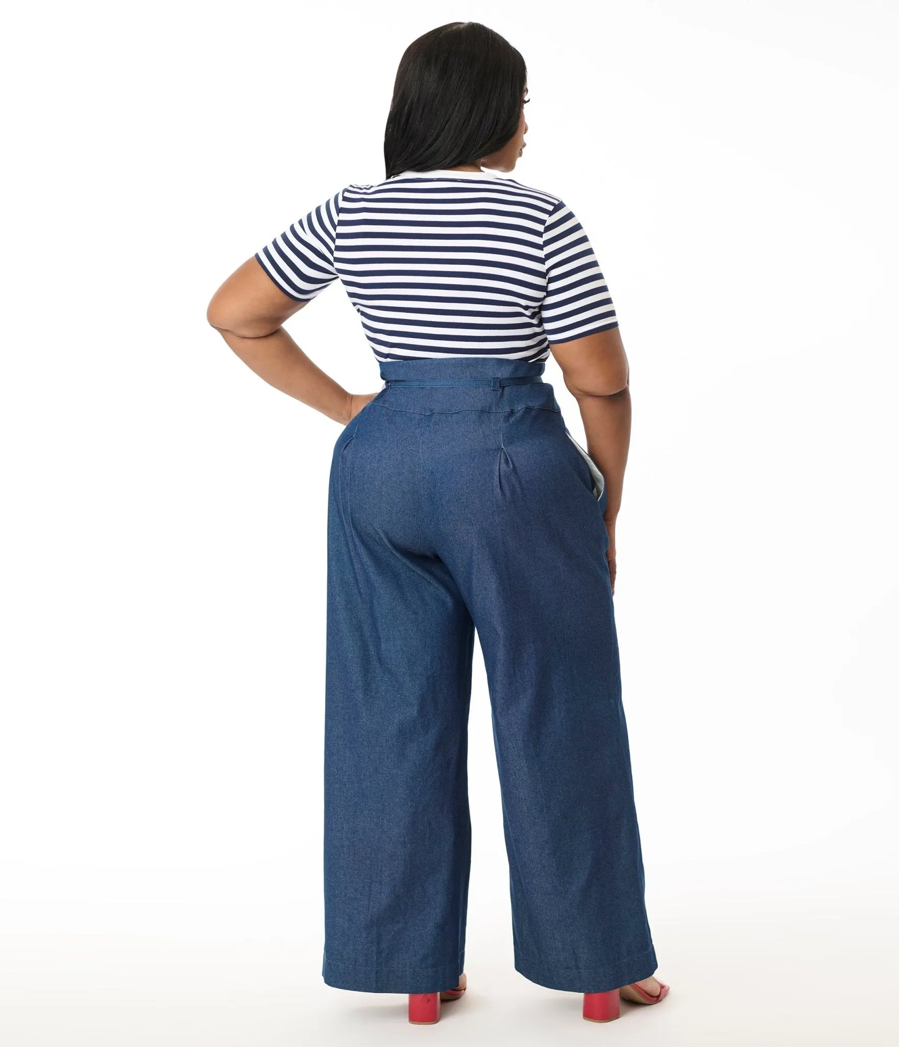Unique Vintage Plus Size Denim Wide Leg Pleated Pants sold by Unique Vintage product image thumbnail 3