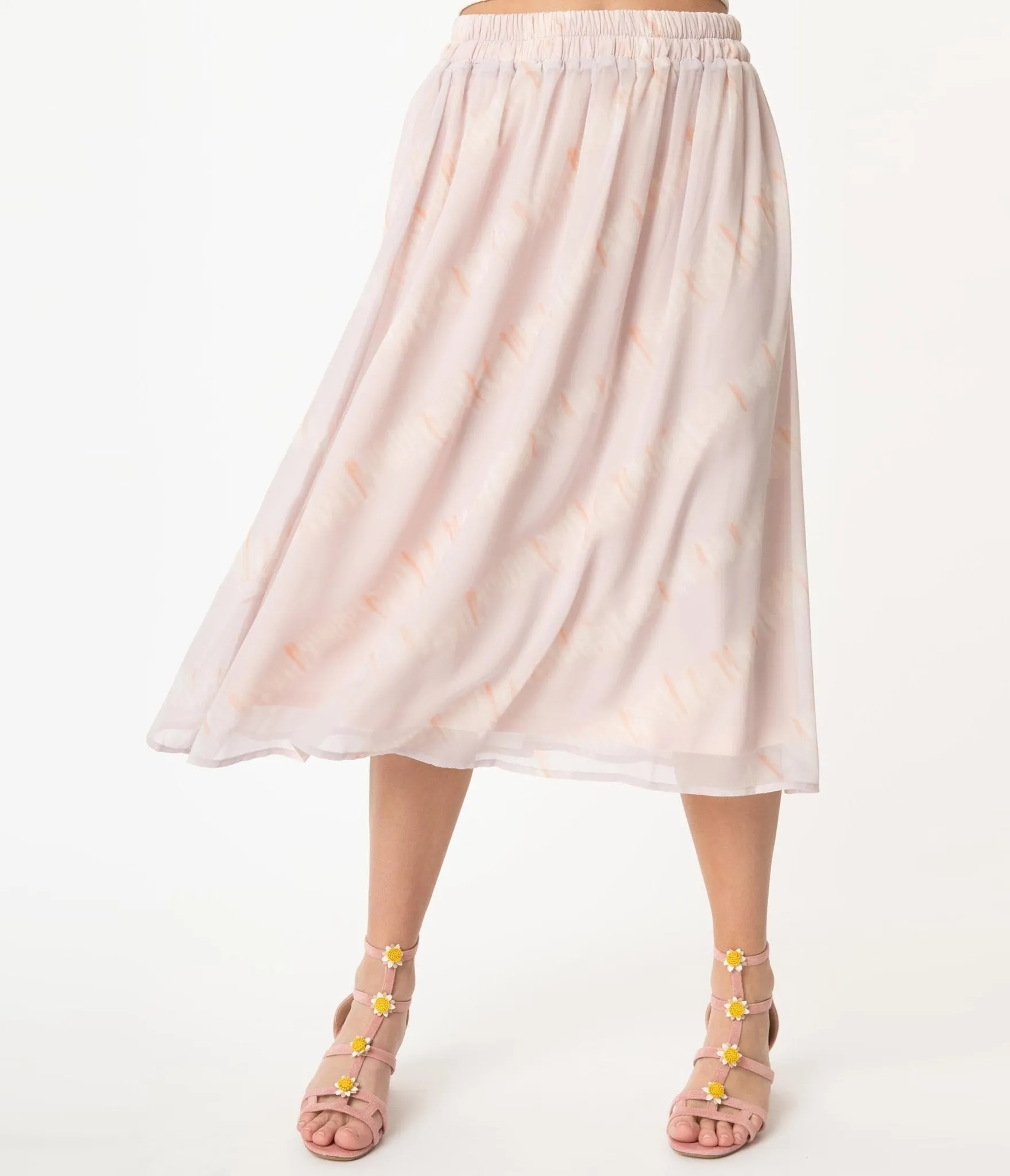 Dusty Lilac & Ivory Etch Print Chiffon Midi Skirt sold by Unique Vintage product image thumbnail 2