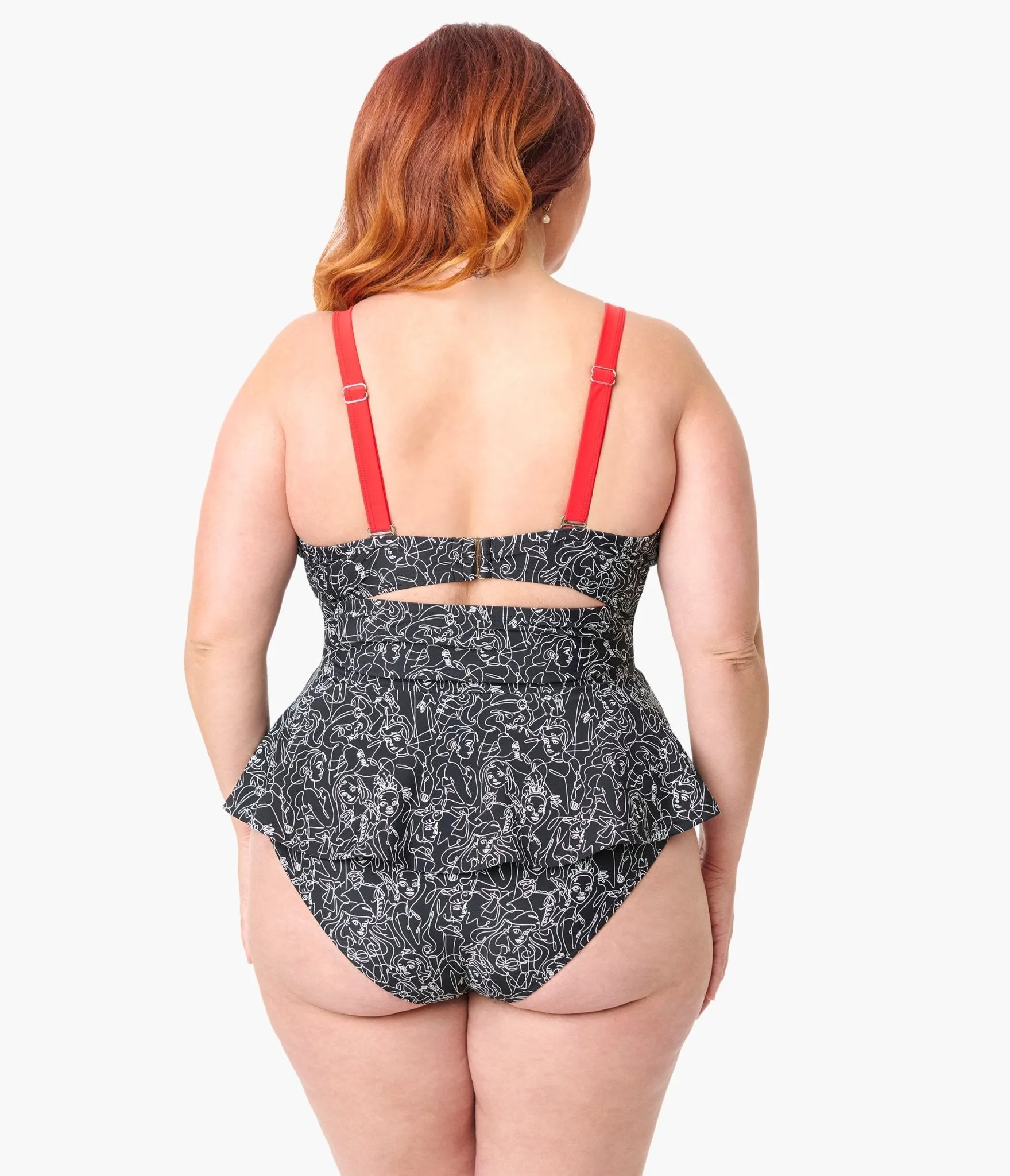 Disney Princess Collection by Unique Vintage Plus Size Black & White Princess Print Tankini Swim Top sold by Unique Vintage product image thumbnail 2