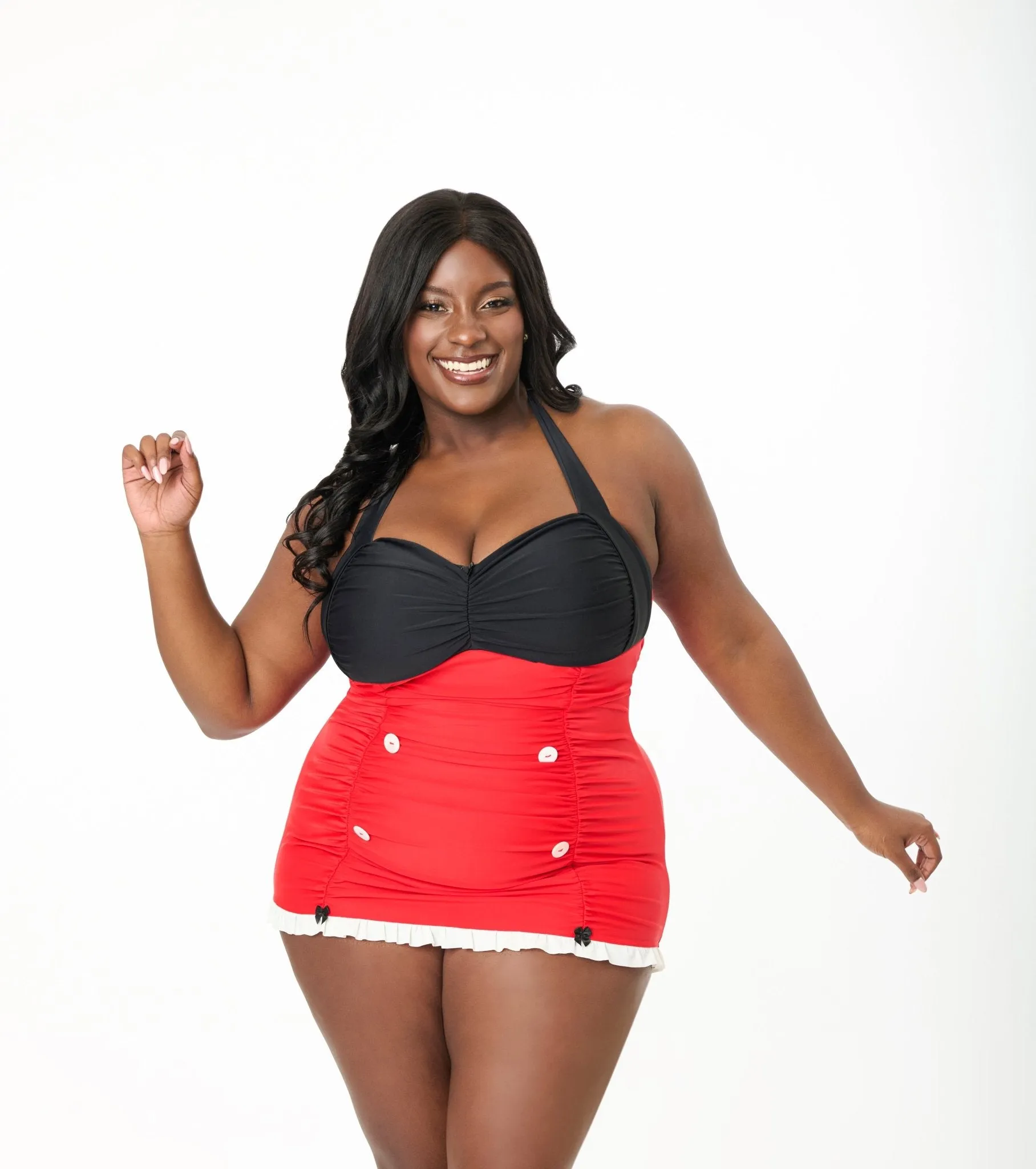 Disney Mickey & Friends Collection by Unique Vintage Plus Size Mickey Black & Red Halter Swim Dress sold by Unique Vintage product image thumbnail 3