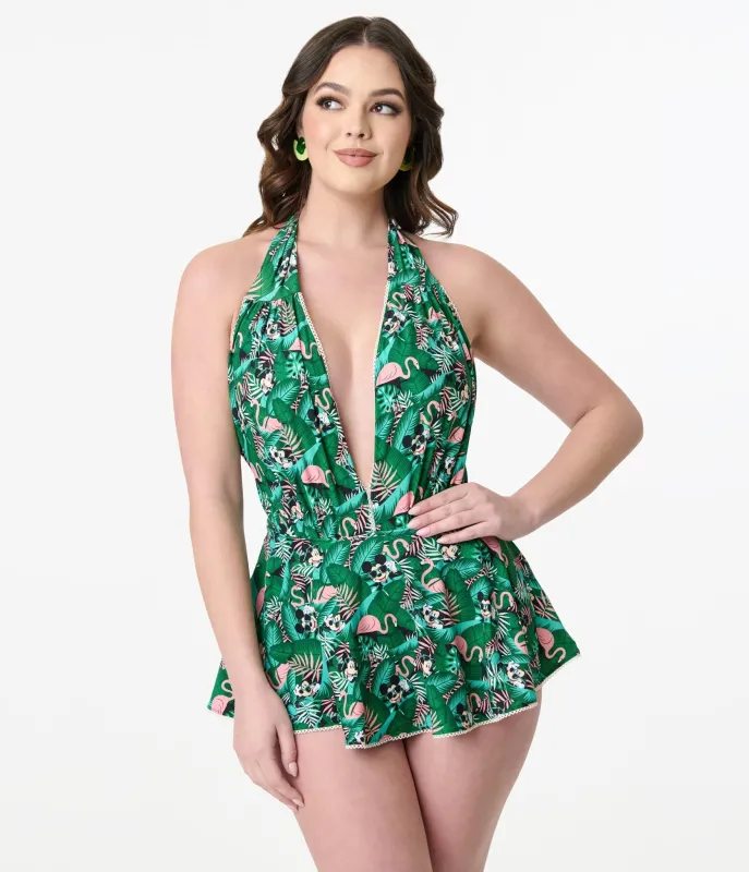 Disney Mickey & Friends by Unique Vintage Tropical Mickey Print Wendy Swimsuit sold by Unique Vintage