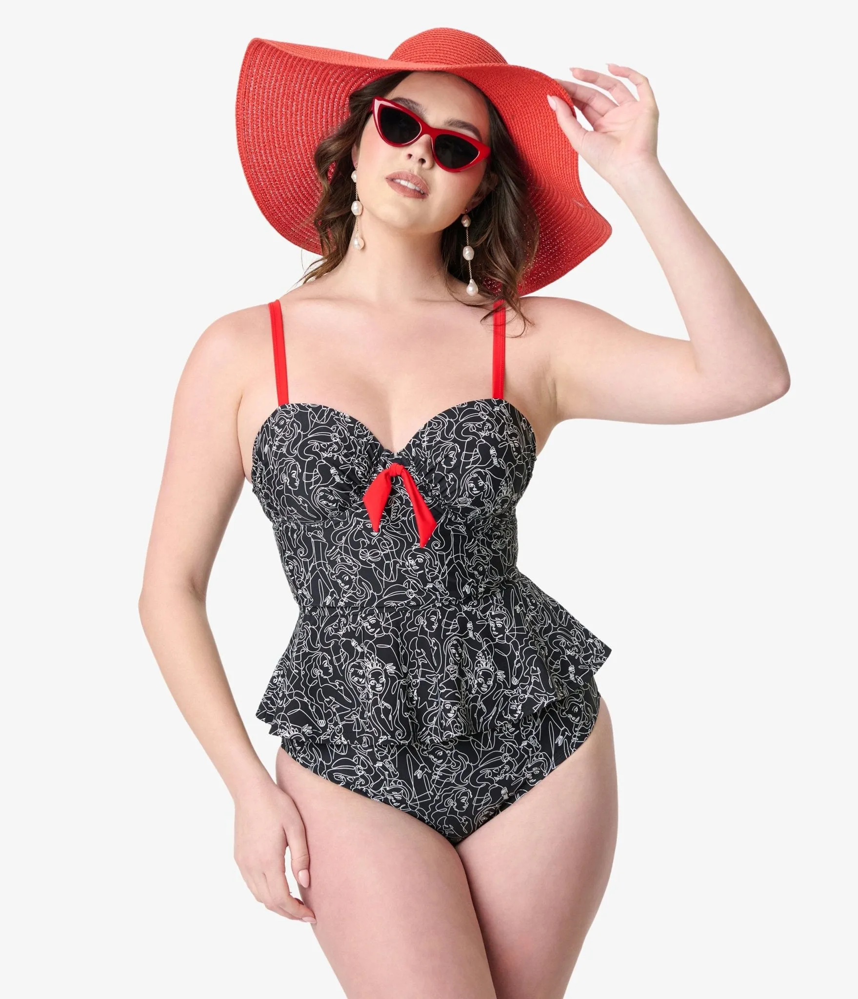 Disney Princess Collection by Unique Vintage Black & White Princess Print Tankini Swim Top sold by Unique Vintage