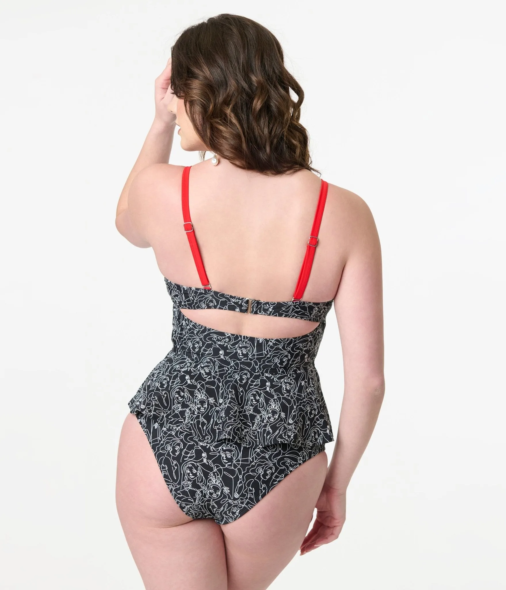 Disney Princess Collection by Unique Vintage Black & White Princess Print Tankini Swim Top sold by Unique Vintage product image thumbnail 2