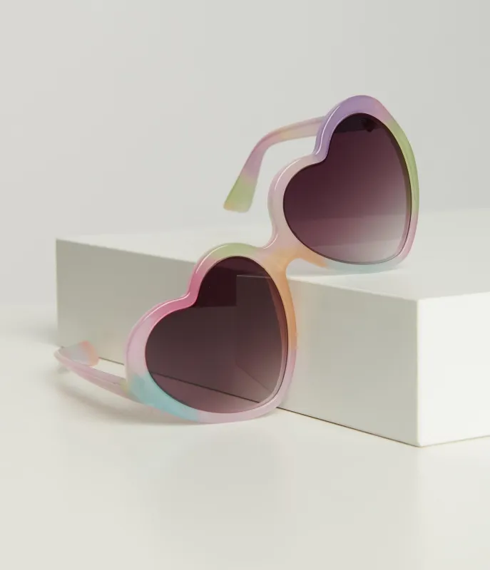 Pastel Rainbow Ombre Candy Heart Sunglasses sold by Unique Vintage
