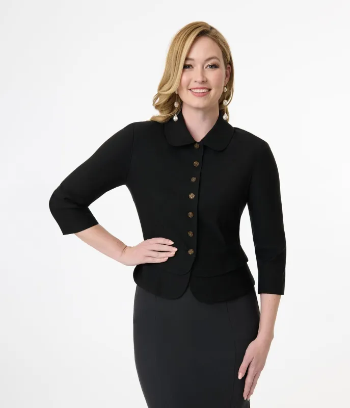 Unique Vintage Black Peplum Jacket sold by Unique Vintage