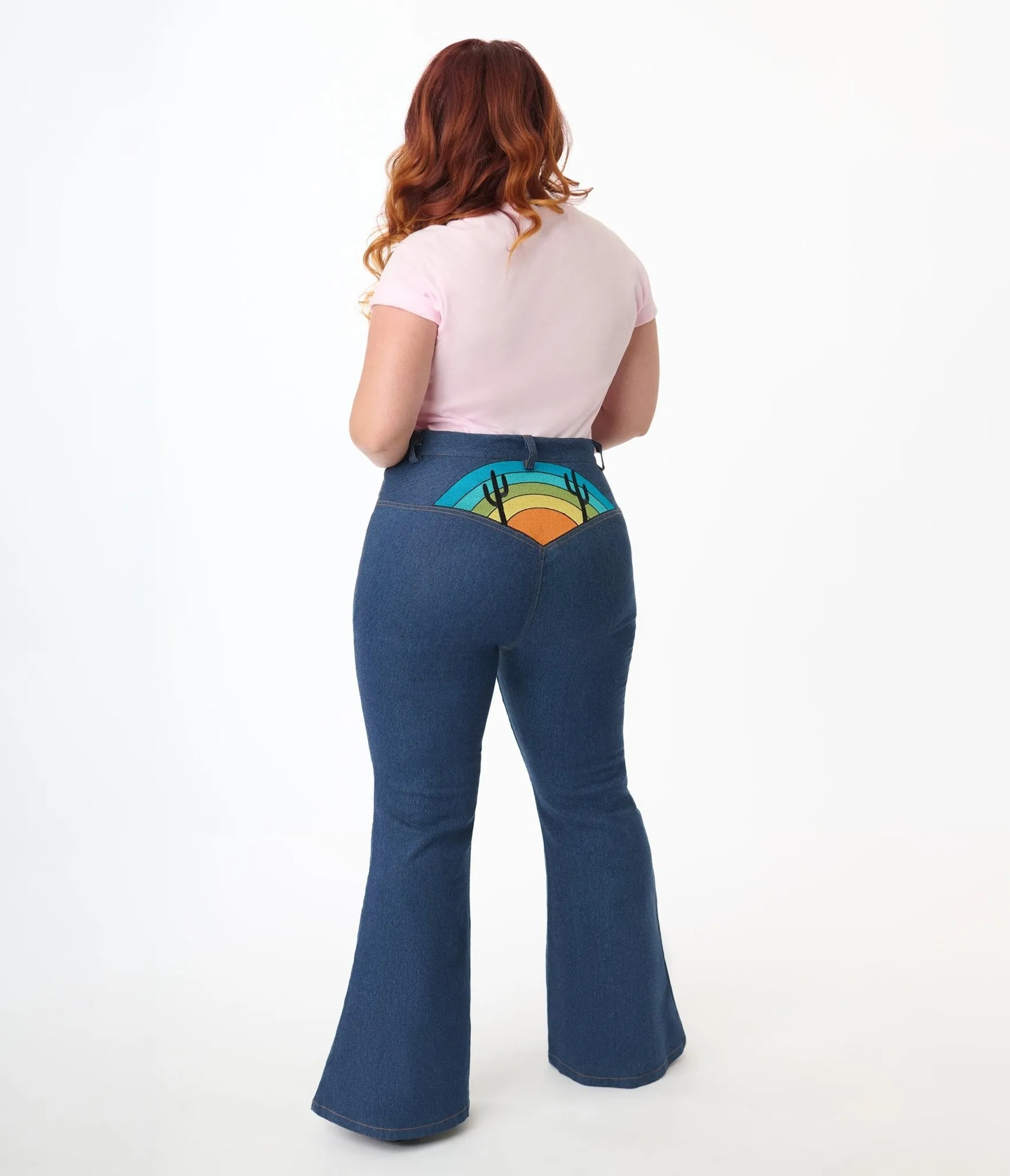 Unique Vintage Plus Size Blue Denim Western Embroidered Jeans sold by Unique Vintage