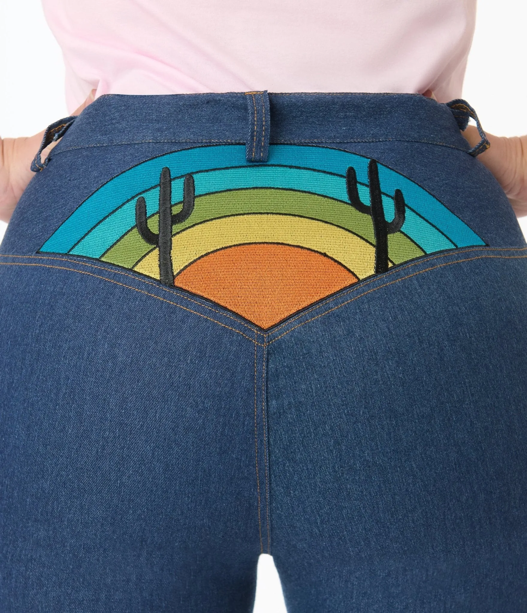 Unique Vintage Plus Size Blue Denim Western Embroidered Jeans sold by Unique Vintage product image thumbnail 2