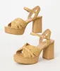 Raffia Teacup Platform Heels sold by Unique Vintage