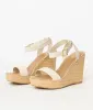 White Benson Wedge Sandals sold by Unique Vintage