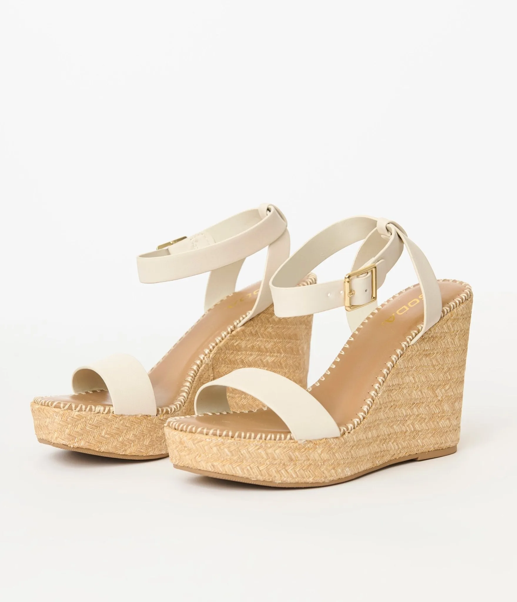 White Benson Wedge Sandals sold by Unique Vintage product image thumbnail 3