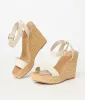 White Benson Wedge Sandals sold by Unique Vintage