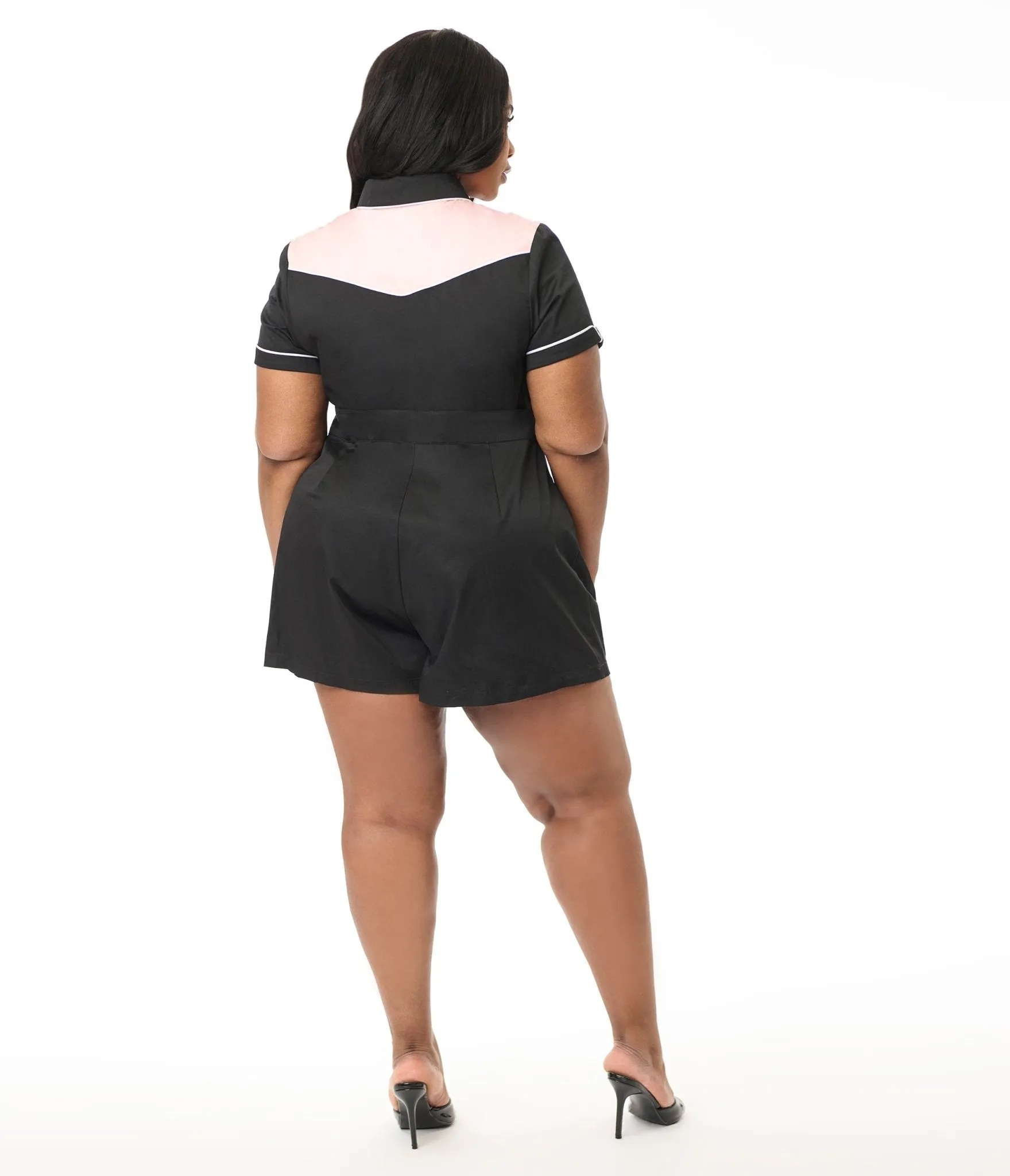 Unique Vintage Plus Size 1950s Black & Pink Rodeo Ready Romper sold by Unique Vintage product image thumbnail 3