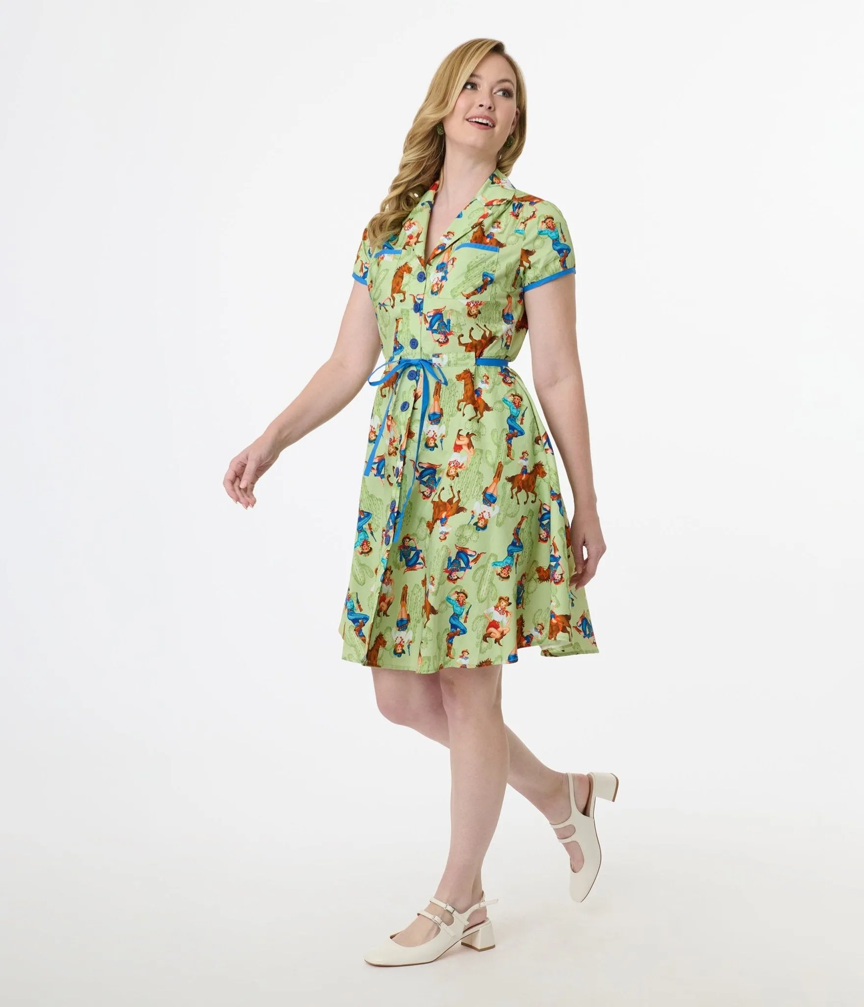 Smak Parlour Western Pin-Ups Cotton Fit & Flare Dress sold by Unique Vintage product image thumbnail 4