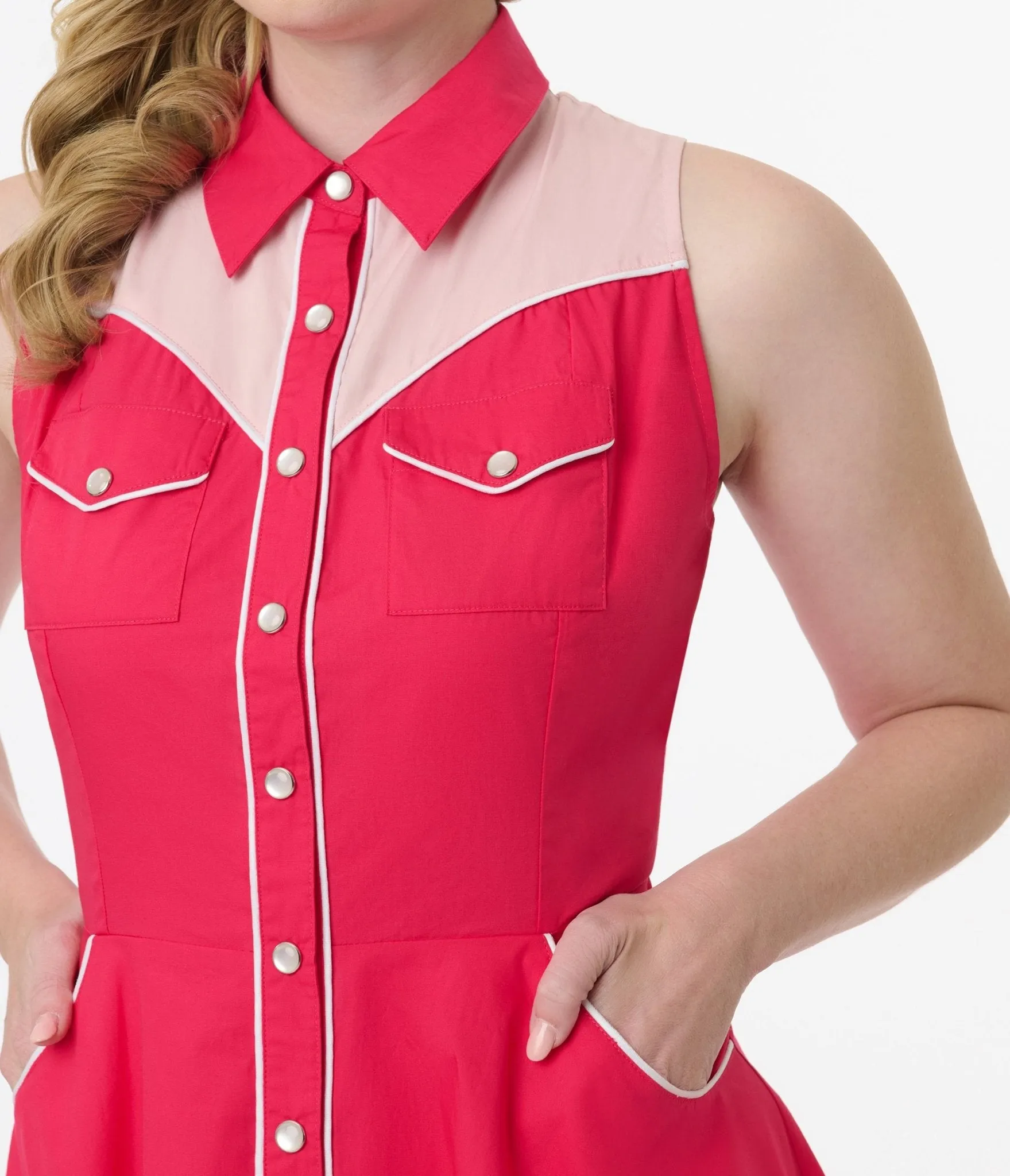 Unique Vintage 1950s Pink Western Cotton Flare Dress sold by Unique Vintage product image thumbnail 2