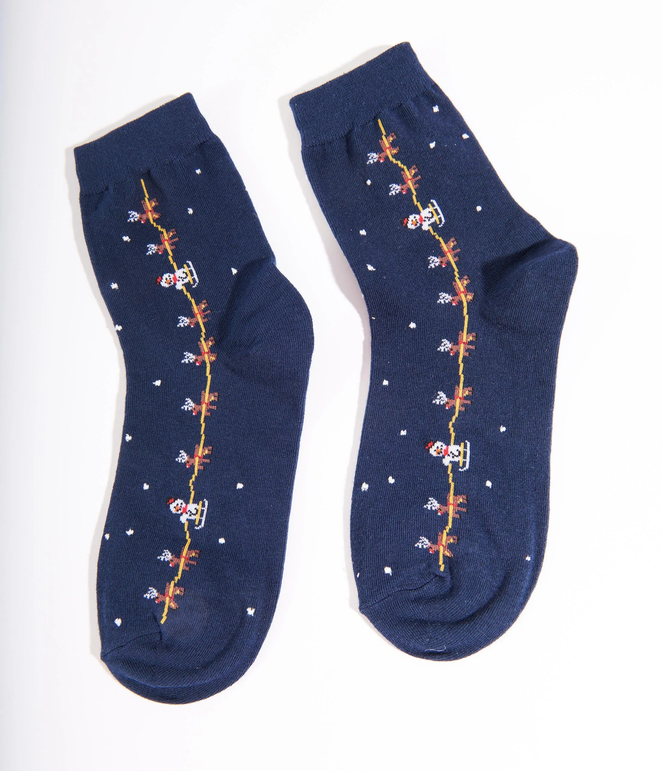 Navy Reindeer & Snowman Socks sold by Unique Vintage product image thumbnail 3