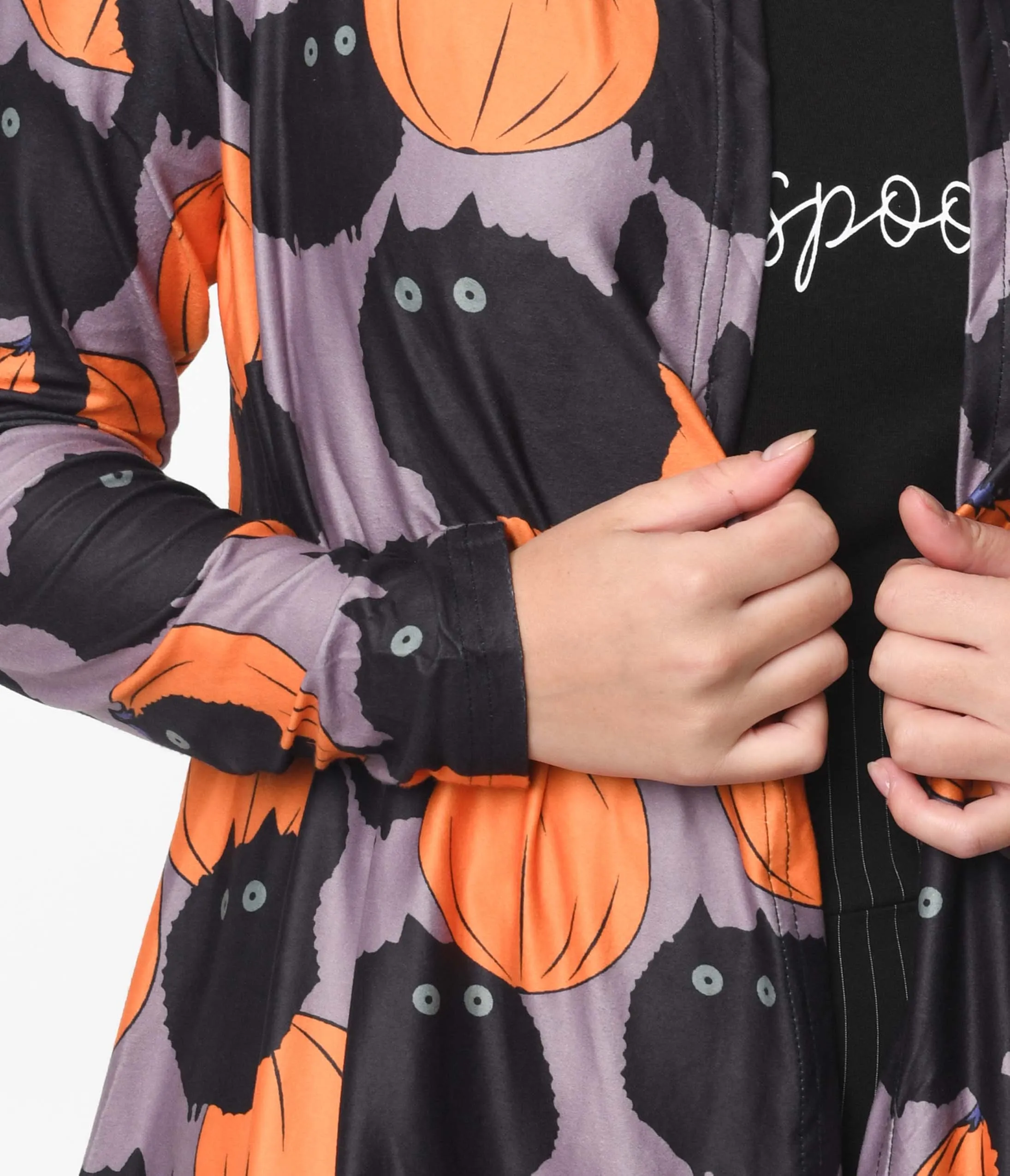 Grey Fall Scaredy Cat Knit Cardigan sold by Unique Vintage product image thumbnail 2