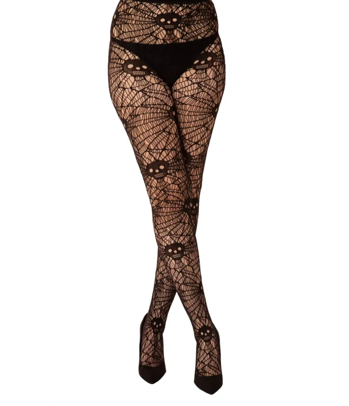 Black Skull & Web Fishnets sold by Unique Vintage
