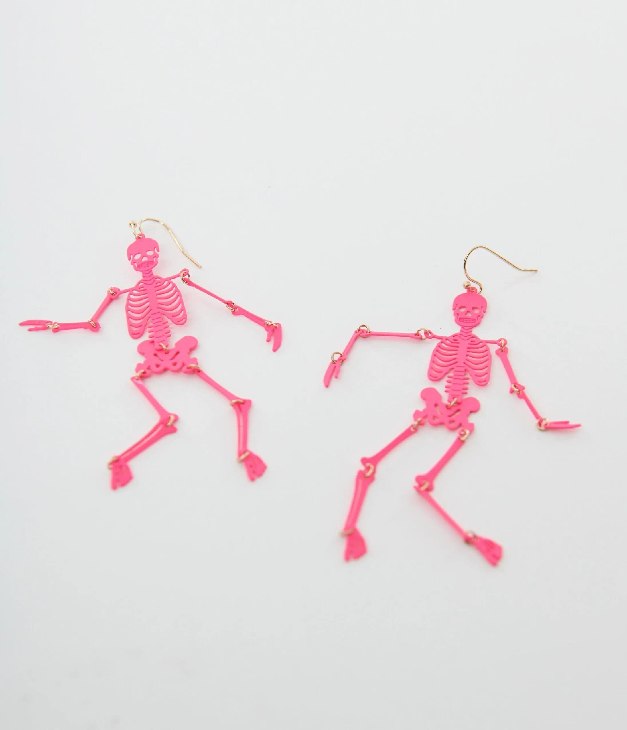 Hot Pink Dancing Skeleton Earrings sold by Unique Vintage