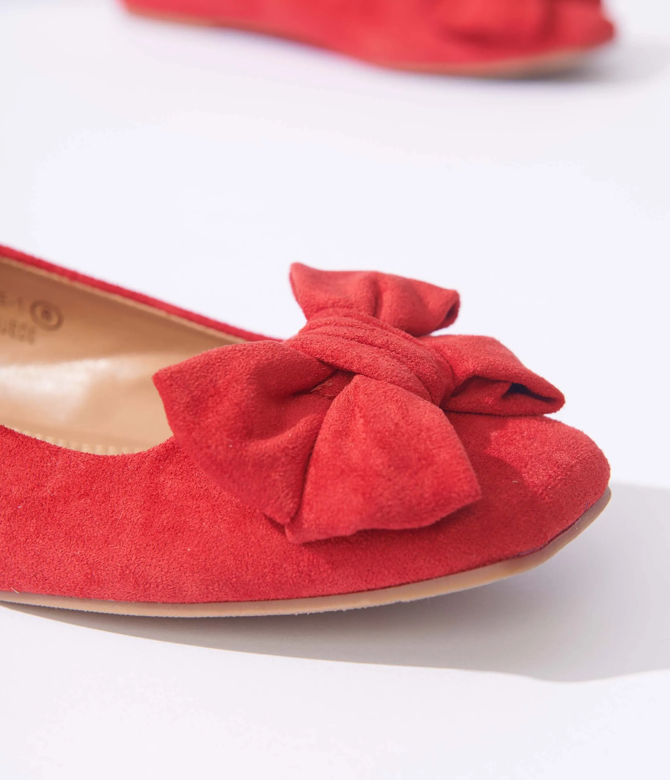 Red Suede Bow Flats sold by Unique Vintage product image thumbnail 2