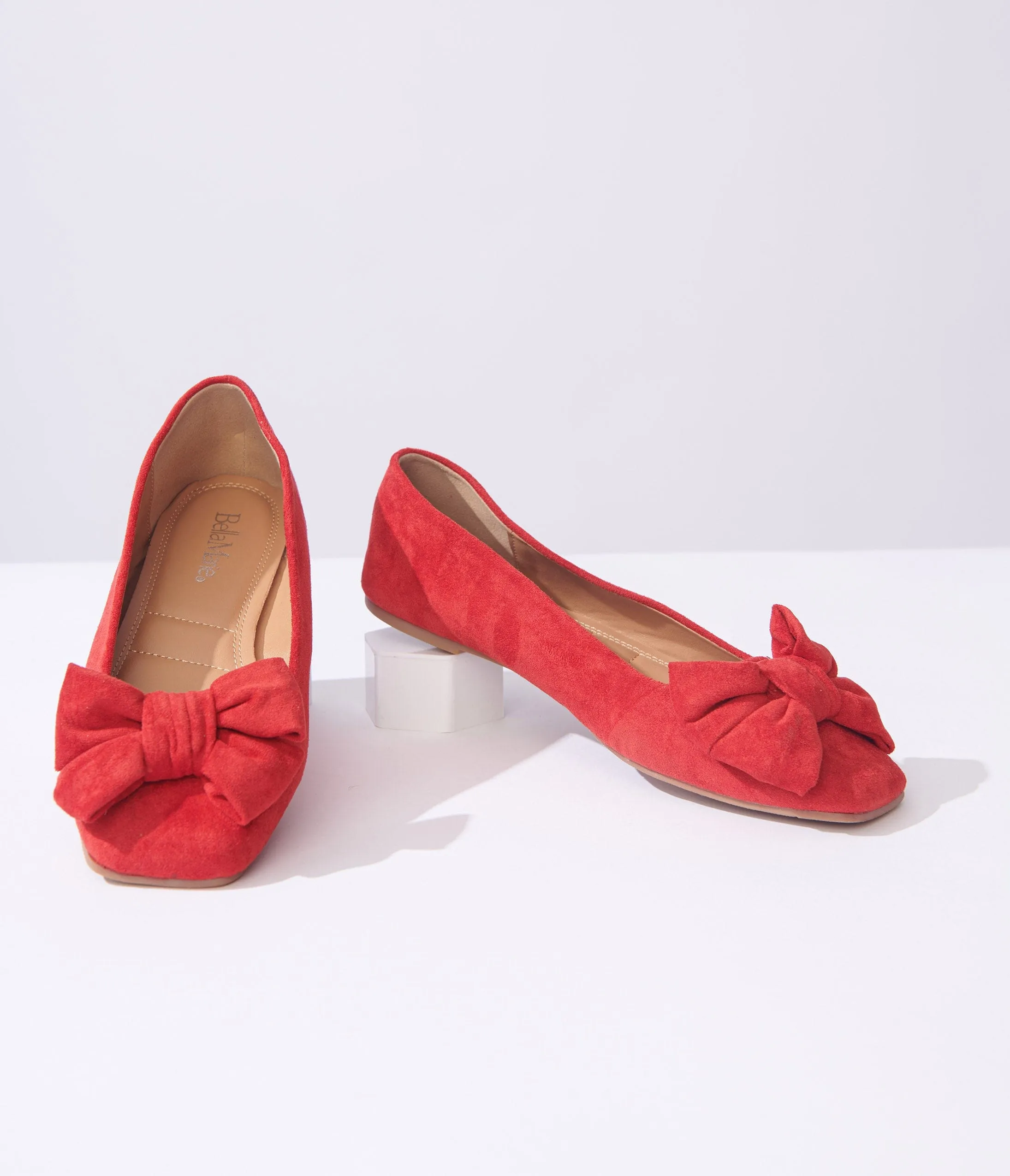 Red Suede Bow Flats sold by Unique Vintage product image thumbnail 3