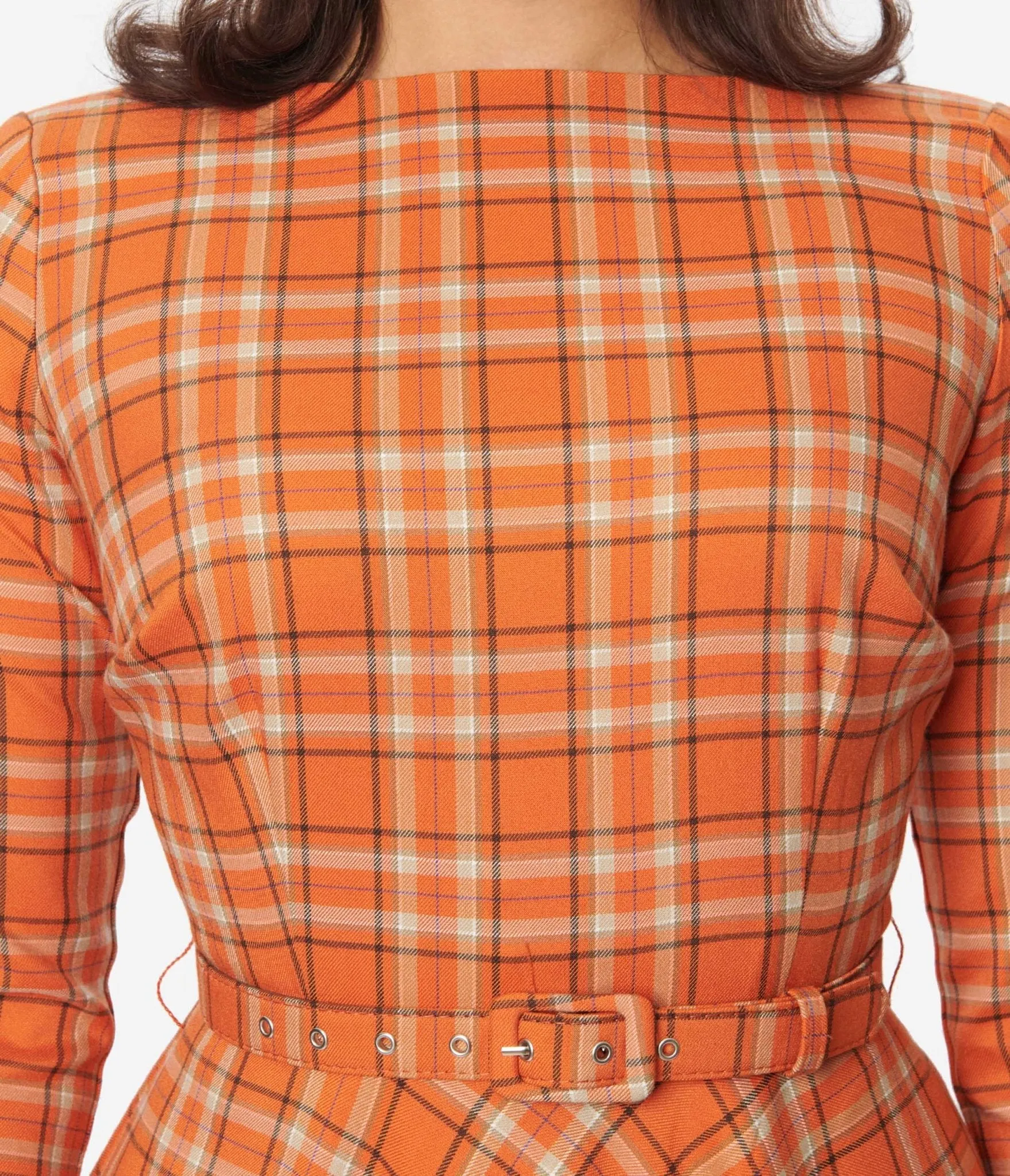 Unique Vintage Orange Plaid Devon Swing Dress sold by Unique Vintage product image thumbnail 2
