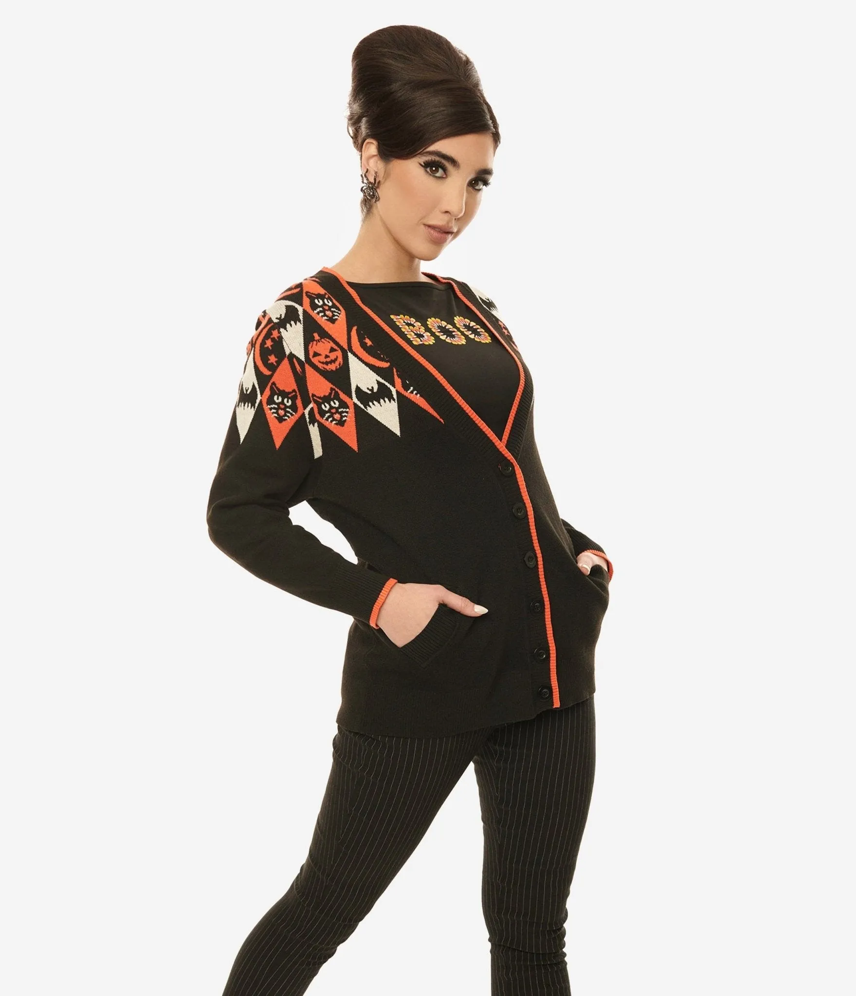 Unique Vintage Halloween Argyle Button Cardigan sold by Unique Vintage product image thumbnail 4