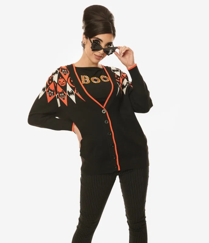 Unique Vintage Halloween Argyle Button Cardigan sold by Unique Vintage