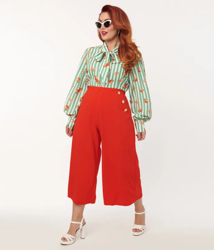 Plus Size Red Wide Leg Pants sold by Unique Vintage