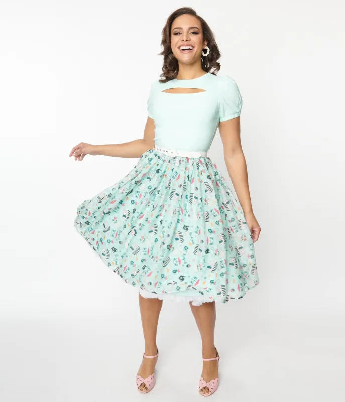 Unique Vintage Mint Cafe De Paris Fit & Flare Dress sold by Unique Vintage