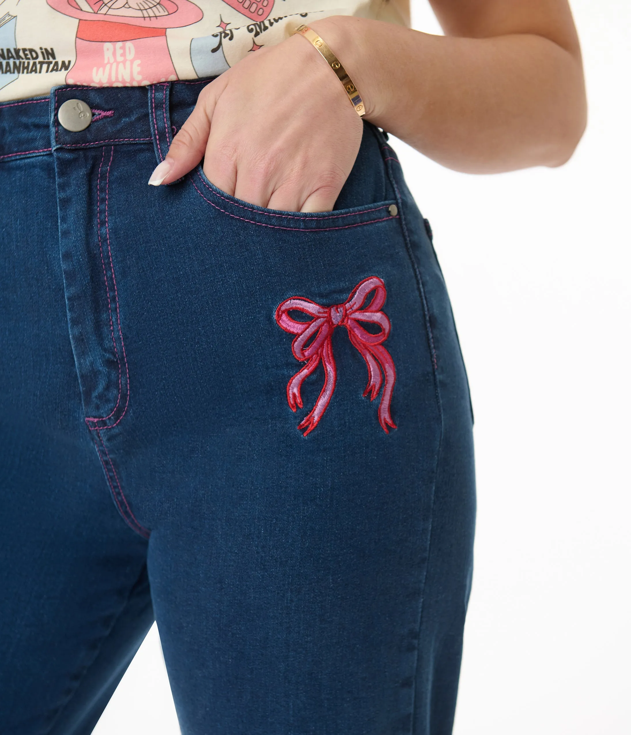 Hell Bunny Blue Denim High Waist Not Into You Jeans sold by Unique Vintage product image thumbnail 2