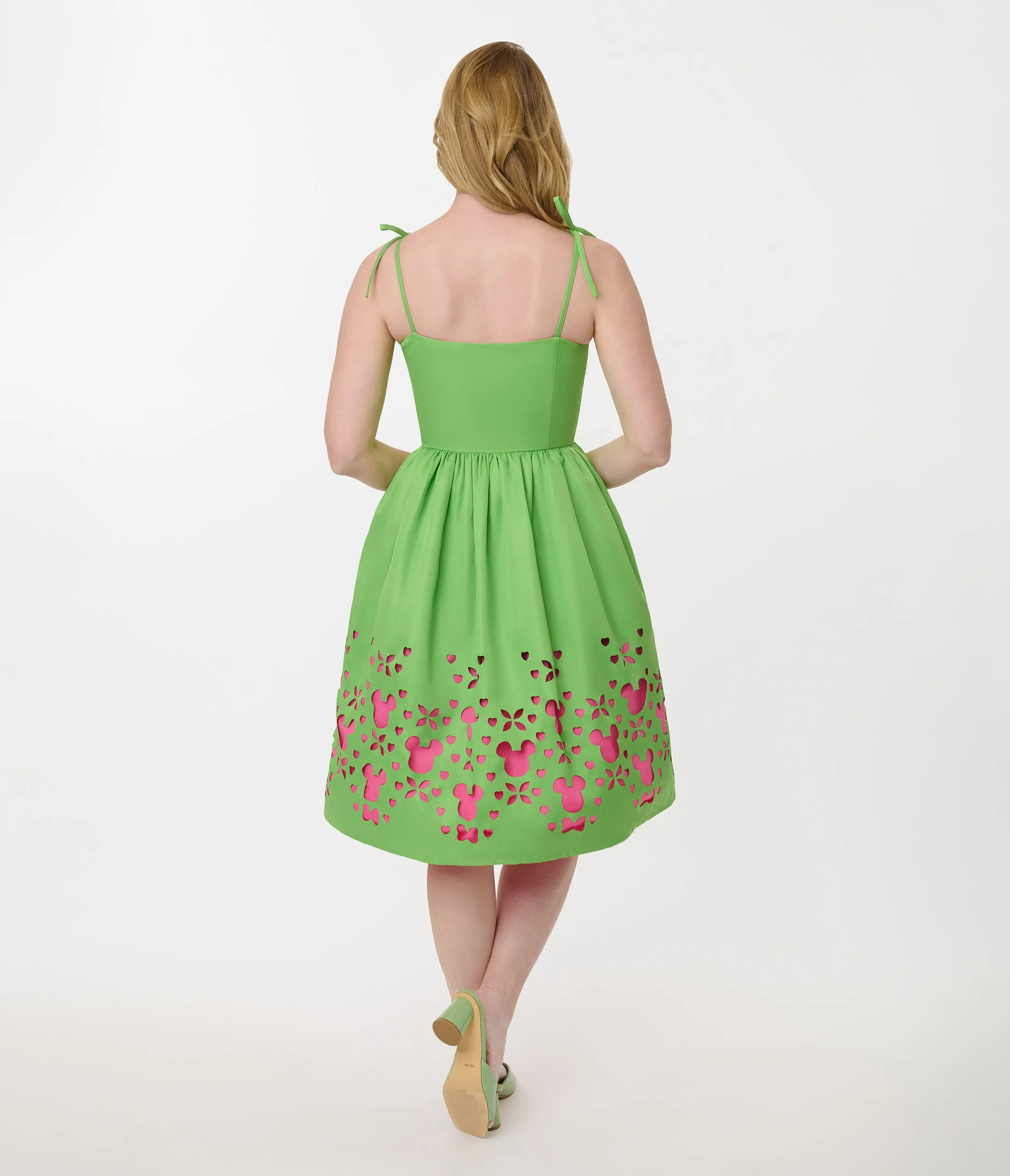 Disney Mickey & Friends Collection by Unique Vintage Neon Green & Neon Pink Mickey Cutout Swing Dress sold by Unique Vintage product image thumbnail 3