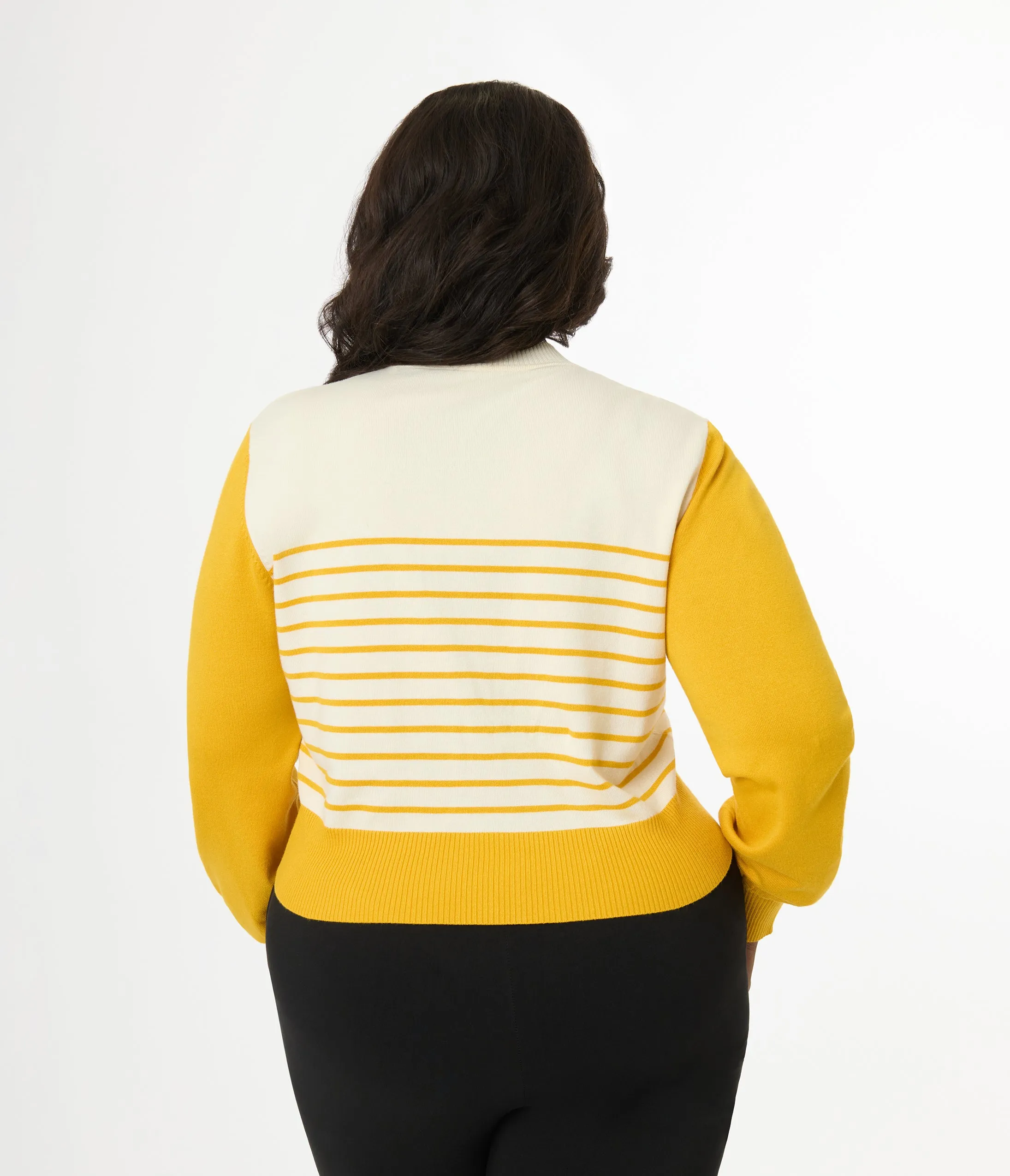 Disney Mickey & Friends Collection by Unique Vintage Plus Size Yellow Stripe Mickey Embroidery Cardigan sold by Unique Vintage product image thumbnail 2