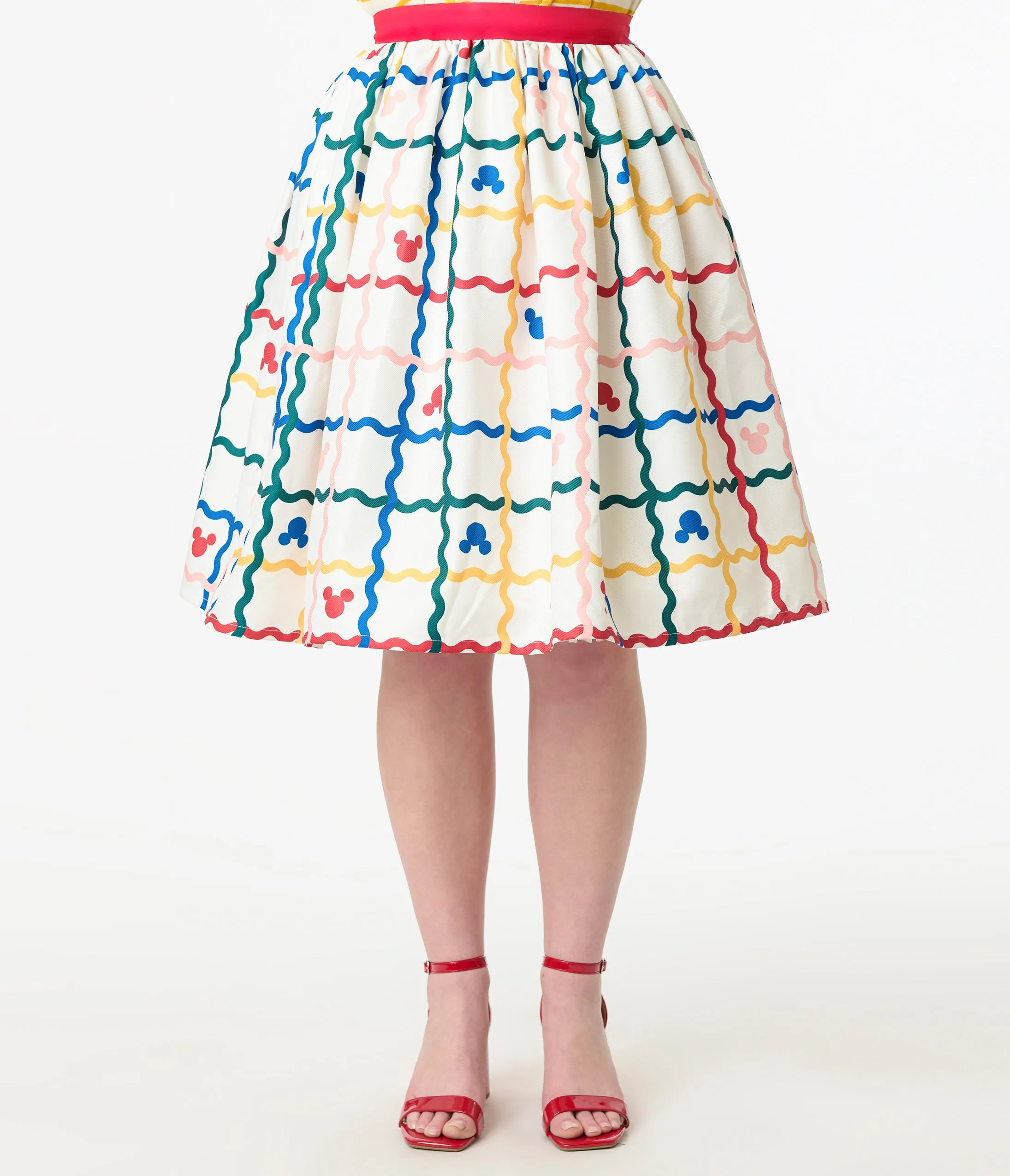 Disney Mickey & Friends Collection by Unique Vintage Rainbow Mickey Plaid Swing Skirt sold by Unique Vintage product image thumbnail 3