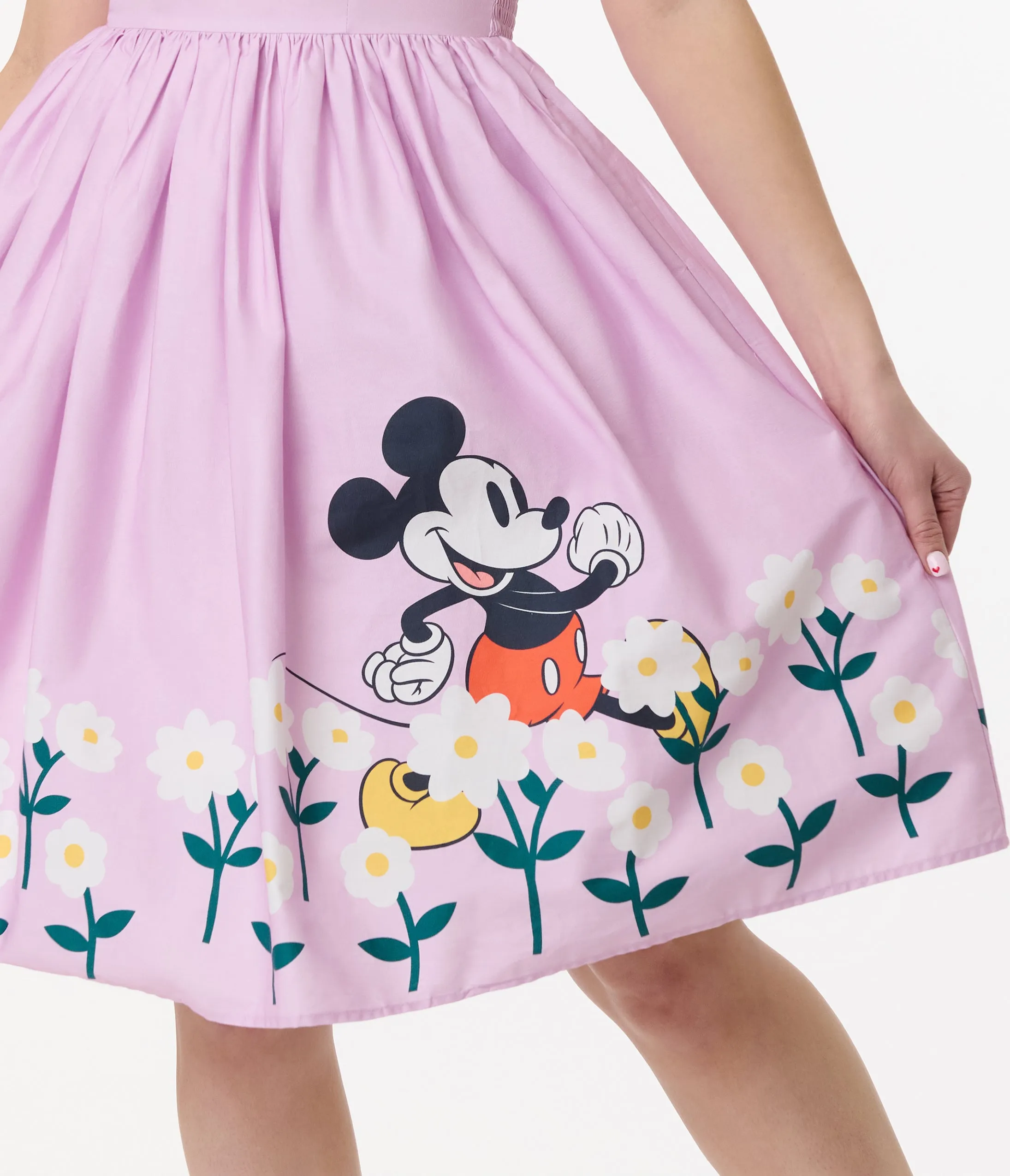 Disney Mickey & Friends Collection by Unique Vintage Lavender & Floral Mickey Border Cotton Swing Dress sold by Unique Vintage product image thumbnail 2