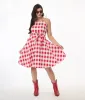 Orchid Bloom Red & White Plaid Picnic Swing Dress sold by Unique Vintage